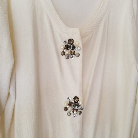 Vintage Audrey & Grace Button Up Cardigan Embellished with Sequin Jewelry  Small - Picture 4 of 8